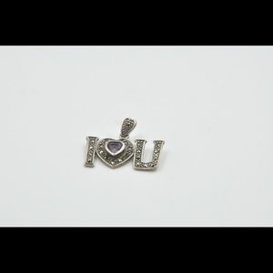 Sterling, Marcasite & Amethyst I love you pendant